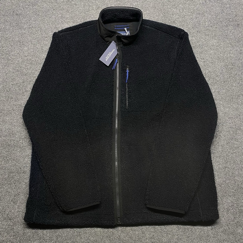 NWT VINEYARD VINES Mens XXL On-the-Go Sherpa Full-Zip Jacket Jet Black $198